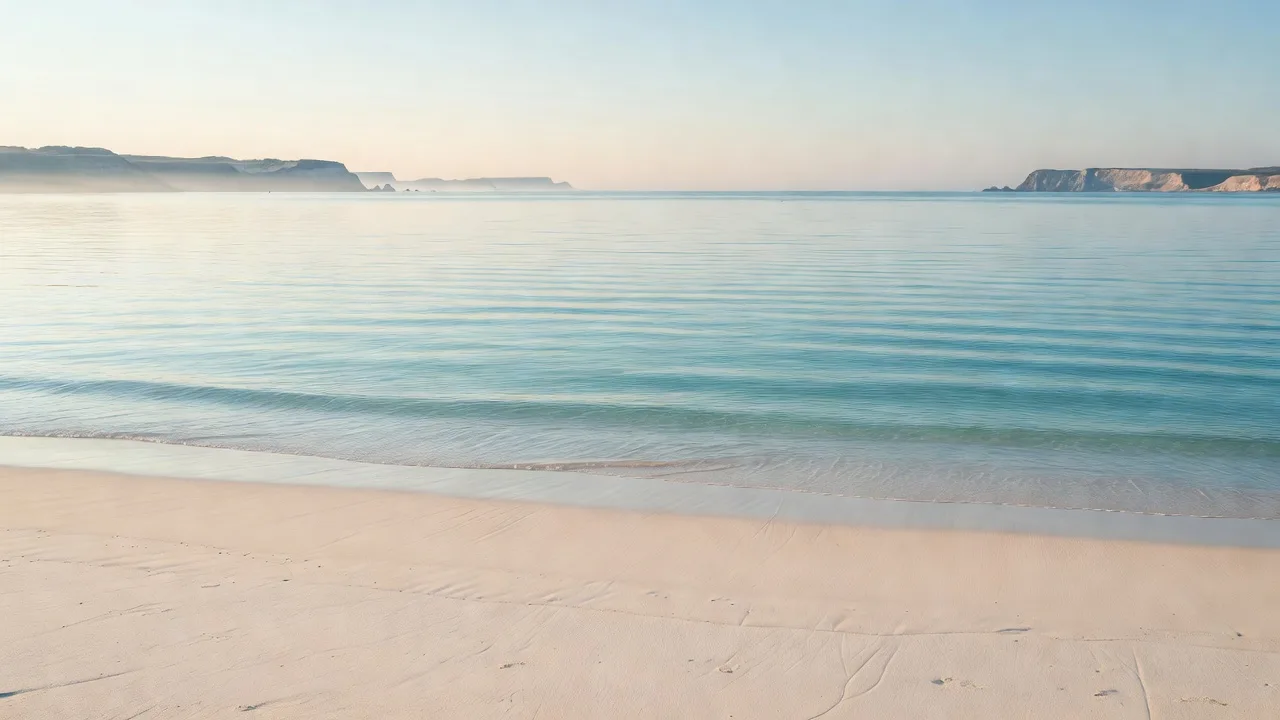 静かな日本の海岸の朝