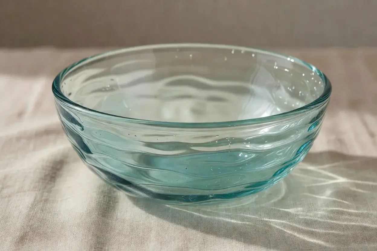 手吹きガラスの波ボウル